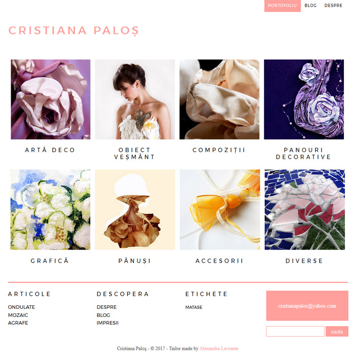 WordPress Theme - Pastel - for artist Cristiana Palos